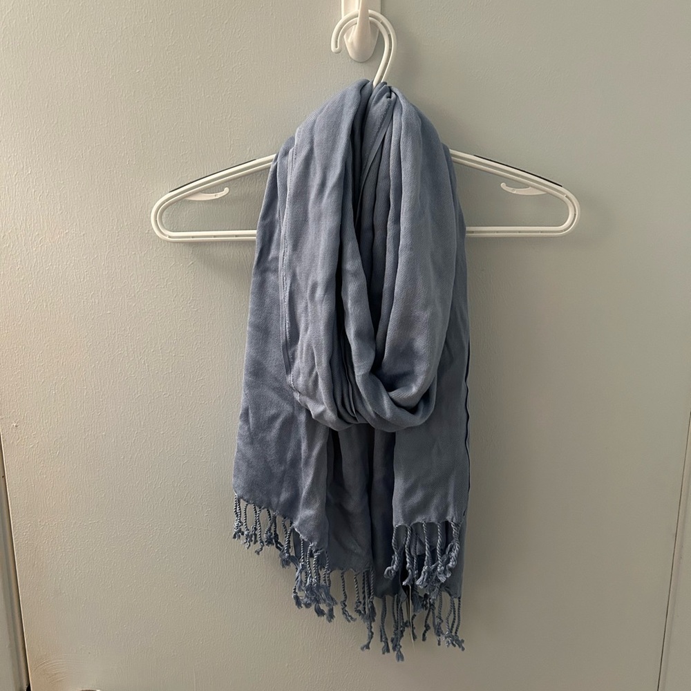 Nine West Light Blue Fringe Scarf